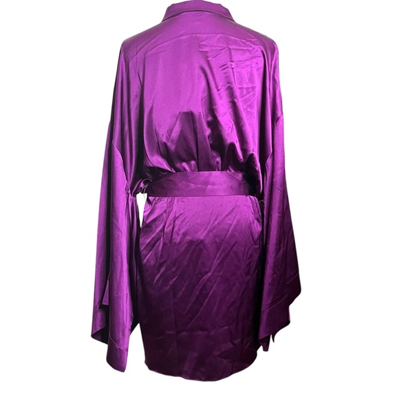 Retrofete NWT Scottie Dress Women’s Size XL Deep Purple Silk Satin Dolman Sleeve - Picture 3 of 11